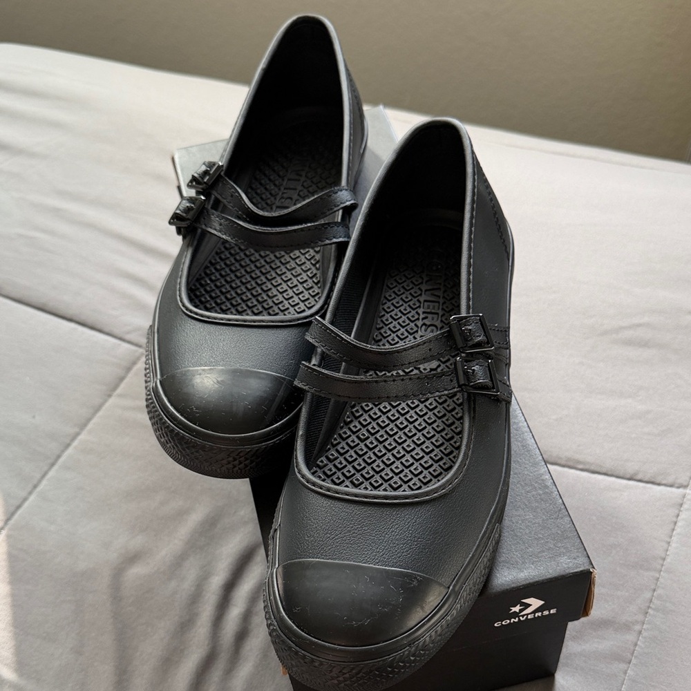 Converse Women's Black Strap Flats Dainty Mary Jane